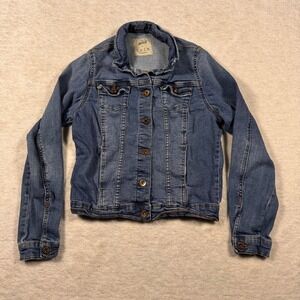 Denim Co Womens Blue Stretch Denim Trucker Jacket‎ Medium Wash Size 2